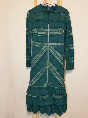 Endless Rose Teal Textured Long-Sleeve Midi Dress